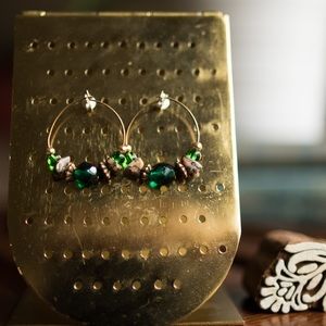 Emerald Vintage Hoop Earrings